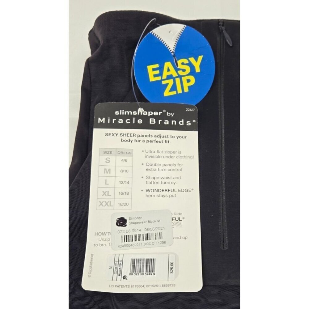 SlimShaper by Miracle Brands Women's Sheer Shaping Waist Cincher Black Size M - Picture 8 of 9